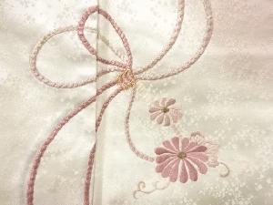 アンティーク　組紐に菊模様刺繍着物